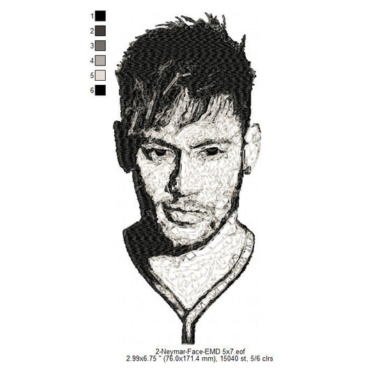 Neymar Junior 10 Brazilian Football Player Silhouette Machine Embroidery Digitized Design Files