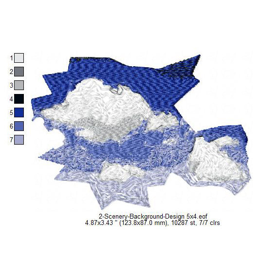Deep Blue Sky Clouds Scenery Background Machine Embroidery Digitized Design Files