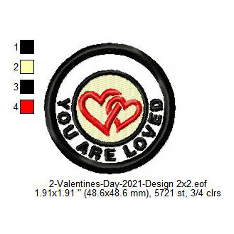 You Are Loved Valentines Day Merit Badge Machine Embroidery Digitized Design Files