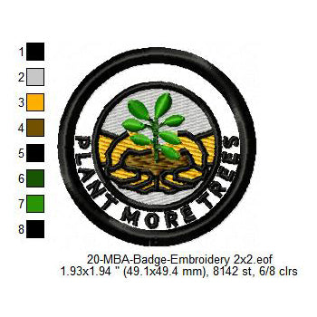 Forest Plantation Awareness Merit Adulting Badge Machine Embroidery Digitized Design Files
