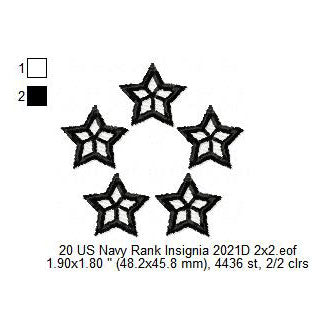 US Navy Rank Fleet Admiral FADM Insignia Patch Machine Embroidery Digitized Design Files