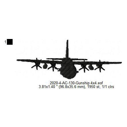 Lockheed Martin C-130J Super Hercules Aircraft Silhouette Machine Embroidery Digitized Design Files