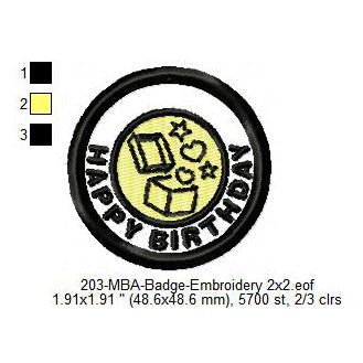 Happy Birthday Merit Adulting Badge Machine Embroidery Digitized Design Files