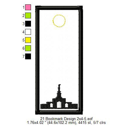 Columbia River Washington LDS Temple Bookmark Machine Embroidery Digitized Design Files