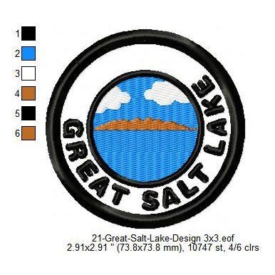 Great Salt Lake National Park Merit Adulting Badge Machine Embroidery Digitized Design Files