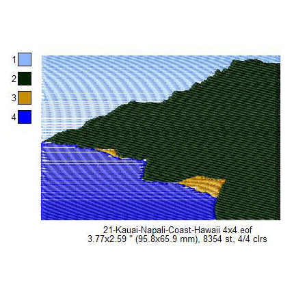 Kauai Napali Coast Hawaii Silhouette Machine Embroidery Digitized Design Files