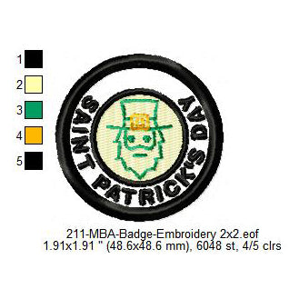 Saint Patrick's Day Patron Saint Merit Adulting Badge Machine Embroidery Digitized Design Files