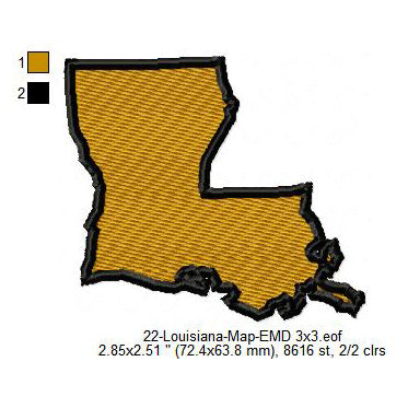 Louisiana State Map Machine Embroidery Digitized Design Files
