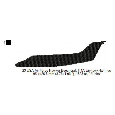 Hawker Beechcraft T-1A Jayhawk Aircraft Silhouette Machine Embroidery Digitized Design Files