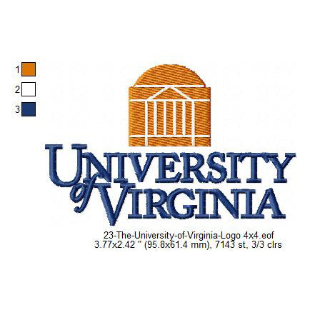 The University of Virginia Logo Machine Embroidery Digitized Design Files