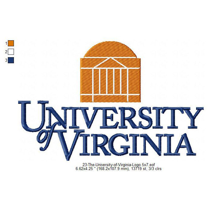 The University of Virginia Logo Machine Embroidery Digitized Design Files