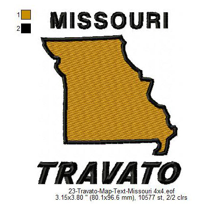 Travato Missouri State Map Designs Machine Embroidery Digitized Design Files