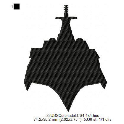 USS Coronado LCS-4 Ship Silhouette Machine Embroidery Digitized Design Files