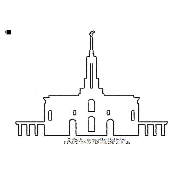 Mount Timpanogos Utah LDS Temple Outline Machine Embroidery Digitized Design Files