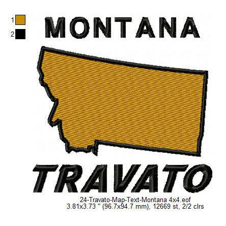 Travato Montana State Map Designs Machine Embroidery Digitized Design Files