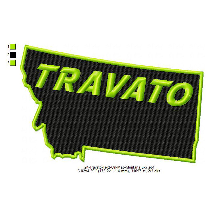 Travato Montana State Map Designs Machine Embroidery Digitized Design Files