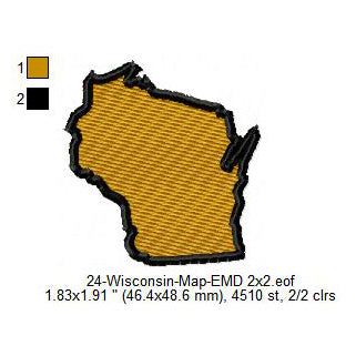 Wisconsin State Map Machine Embroidery Digitized Design Files – Ten ...