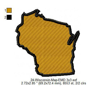 Wisconsin State Map Machine Embroidery Digitized Design Files – Ten ...
