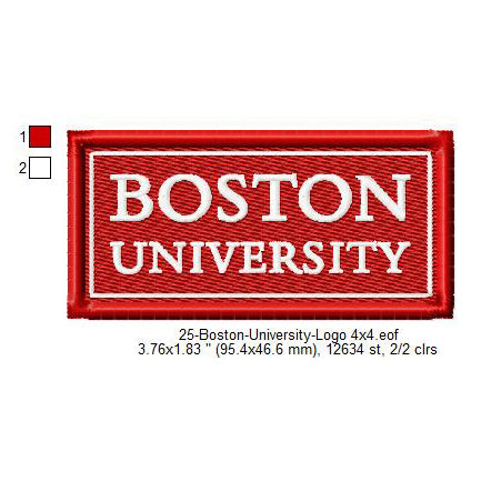 Boston University Logo Machine Embroidery Digitized Design Files