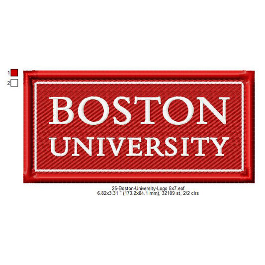 Boston University Logo Machine Embroidery Digitized Design Files