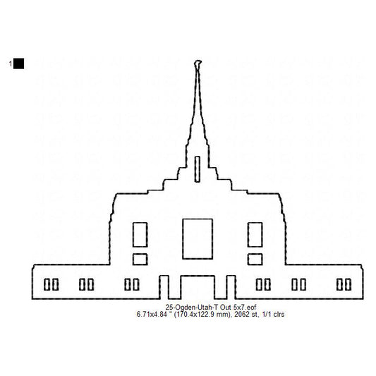 Ogden Utah LDS Temple Outline Machine Embroidery Digitized Design Files