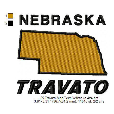 Travato Nebraska State Map Designs Machine Embroidery Digitized Design Files