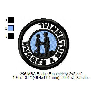 Hugged A Millennial Silhouette Merit Adulting Badge Machine Embroidery Digitized Design Files