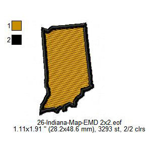 Indiana State Map Machine Embroidery Digitized Design Files – Ten ...