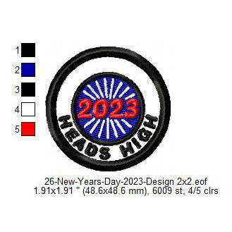Heads High 2023 New Year Wishing Merit Badge Machine Embroidery Digitized Design Files