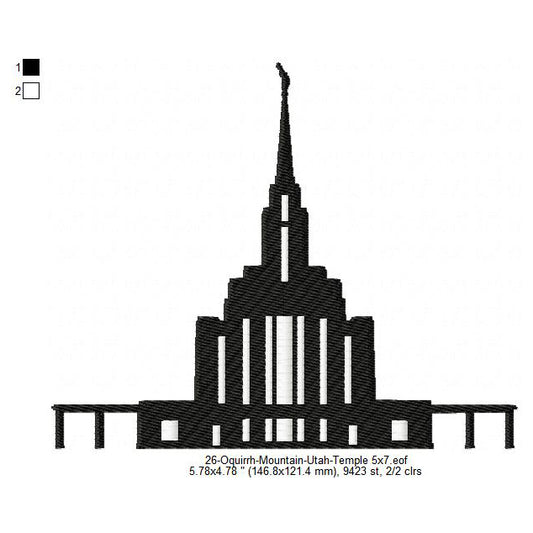 Oquirrh Mountain Utah LDS Temple Silhouette Machine Embroidery Digitized Design Files