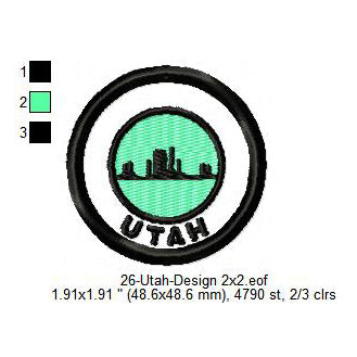 Utah National Park Merit Adulting Badge Machine Embroidery Digitized Design Files