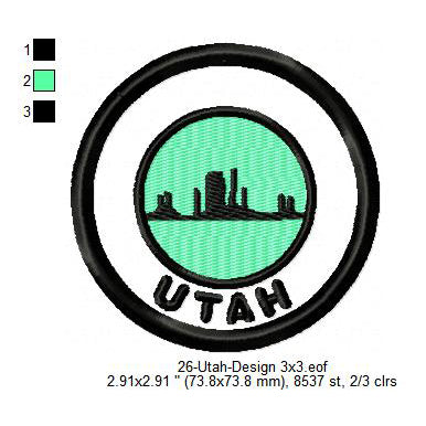 Utah National Park Merit Adulting Badge Machine Embroidery Digitized Design Files
