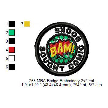 Bought Comic Books Merit Adulting Badge Machine Embroidery Digitized Design Files