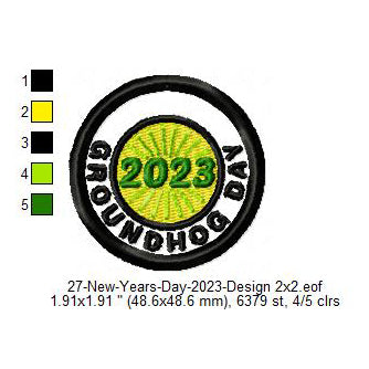 Groundhog Day 2023 New Year Wishing Merit Badge Machine Embroidery Digitized Design Files