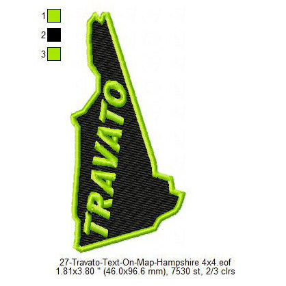 Travato New Hampshire State Map Designs Machine Embroidery Digitized Design Files