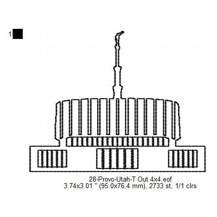 Provo Utah LDS Temple Outline Machine Embroidery Digitized Design Files
