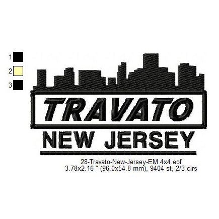 Travato New Jersey State Designs Machine Embroidery Digitized Design Files