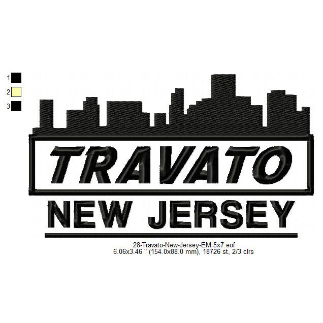 Travato New Jersey State Designs Machine Embroidery Digitized Design Files