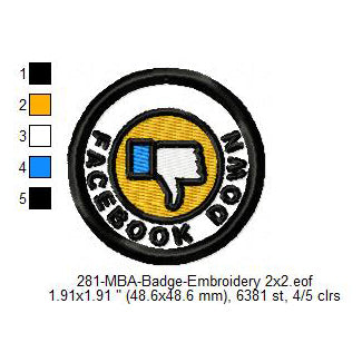 Facebook Down Merit Adulting Badge Machine Embroidery Digitized Design Files