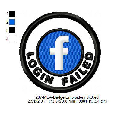 Login Failed Merit Adulting Badge Machine Embroidery Digitized Design Files