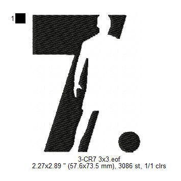 CR7 Cristiano Ronaldo Football Player Silhouette Machine Embroidery Digitized Design Files