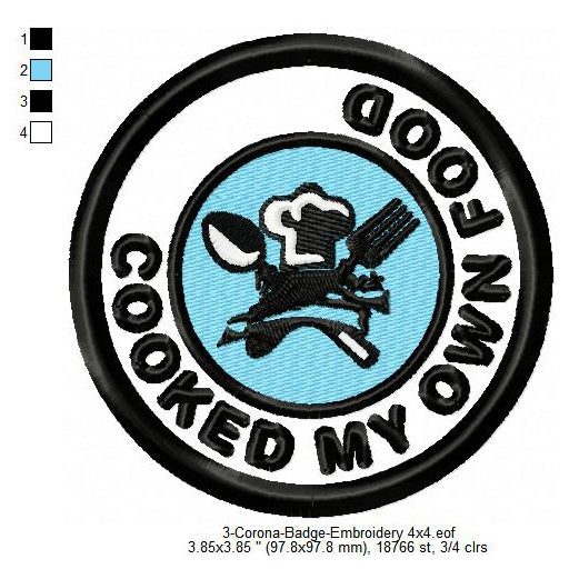 Cooked My Own Foods Awareness Badge Machine Embroidery Digitized Design Files