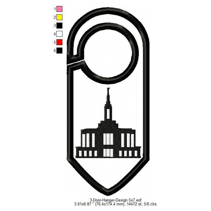 Pocatello Idaho LDS Temple Door Hanger Patch Machine Embroidery Digitized Design Files