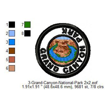 Grand Canyon National Park Merit Badge Machine Embroidery Digitized Design Files