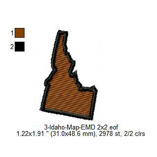 Idaho State Map Machine Embroidery Digitized Design Files