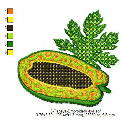 Papaya Lace Swirl Pattern Patch Machine Embroidery Digitized Design Files