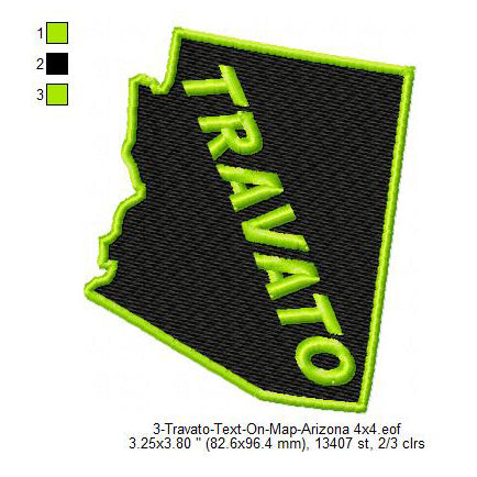 Travato Arizona State Map Designs Machine Embroidery Digitized Design Files