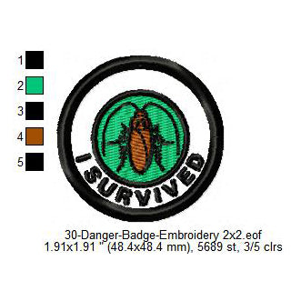 I Survived Cockroach Merit Adulting Badge Machine Embroidery Digitized Design Files