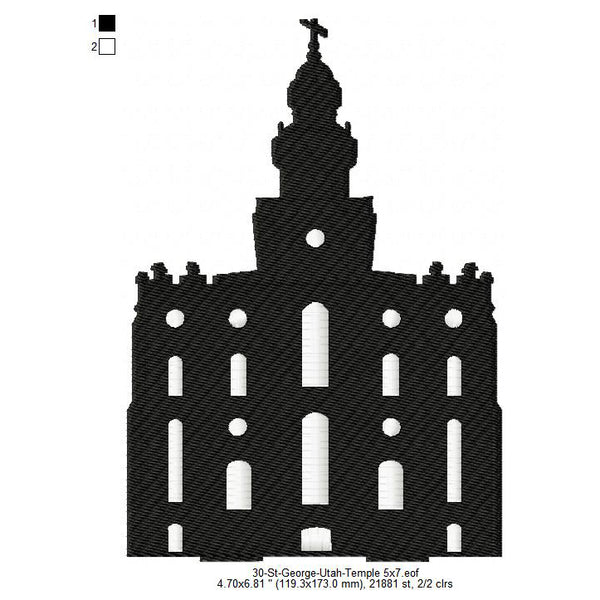 St George Utah LDS Temple Silhouette Machine Embroidery Digitized Desi ...