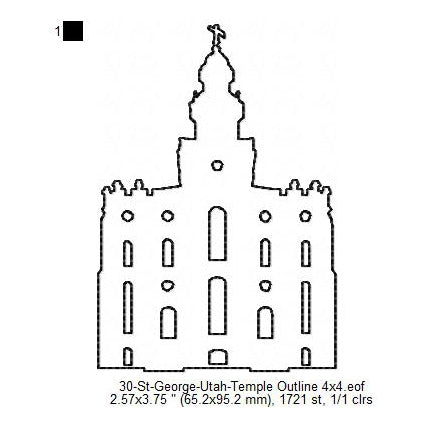 St George Utah LDS Temple Outline Machine Embroidery Digitized Design ...